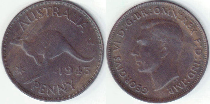1943 Y. Australia Penny (shattered die) A002739